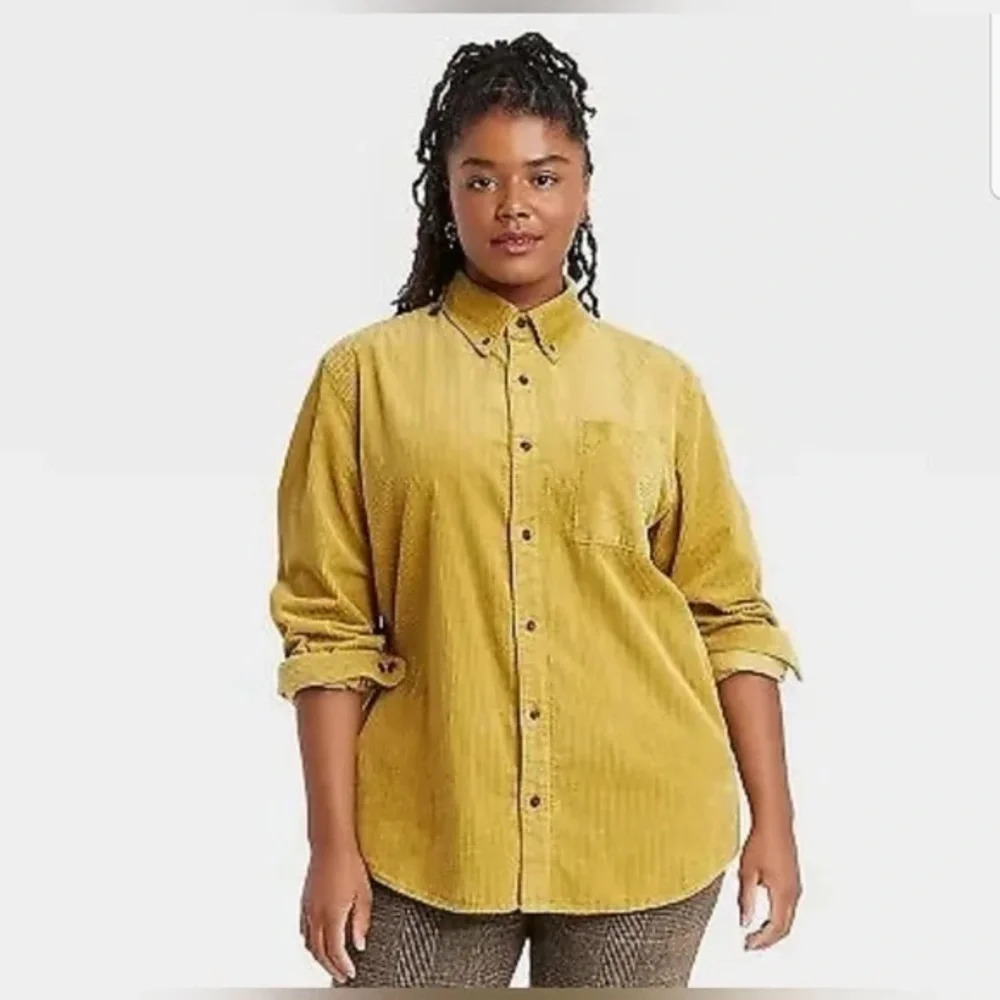Houston White Adult Wide Wale Corduroy button up shirt